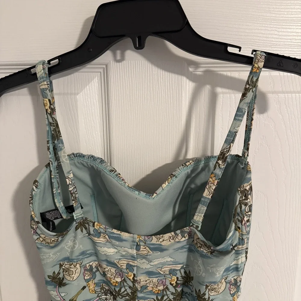 DISNEY Peter Pan Mermaid Lagoon Swimsuit Swim Dress Woman's Size S Padded Ruched